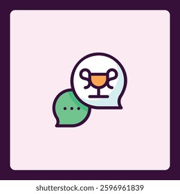 Conceptual illustration with a trophy icon inside a chat bubble symbol