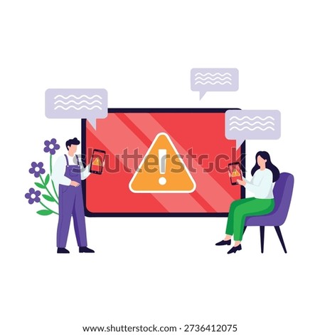 Conceptual illustration of users experiencing system errors and digital alerts across multiple devices. Highlights issues with notifications, online safety, and technical problems.
