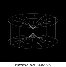 Conceptual illustration of wormhole. Time and space deformation.
