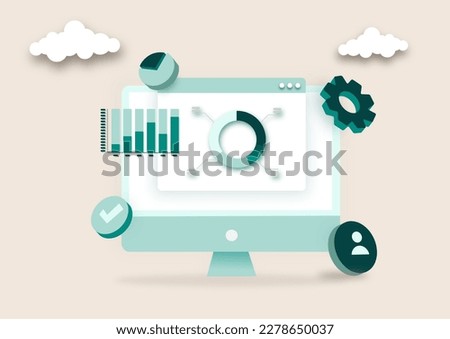 Conceptual Illustrations - Digital Marketing, Media Planning, Online Business and Purchasing, Financial Analysis, and Statistics.