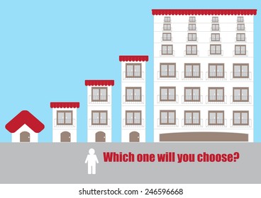 conceptual image about selection on different home types and styles vector illustration image 