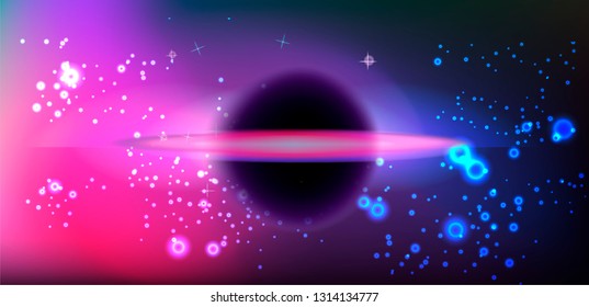 Conceptual image of black hole, time and space distortion. Abstract space background with nebula and stardust.