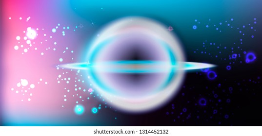 Conceptual image of black hole, time and space distortion. Abstract space background with nebula and stardust.