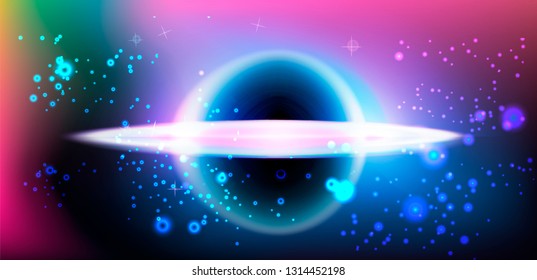 Conceptual image of black hole, time and space distortion. Abstract space background with nebula and stardust.