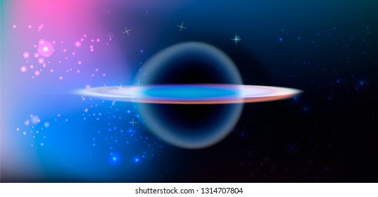 Conceptual image of black hole, time and space distortion. Abstract space background with nebula and stardust.