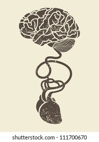 conceptual image of brain and heart connected together