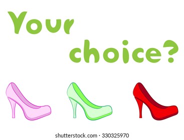 Conceptual image with a choice of female shoes