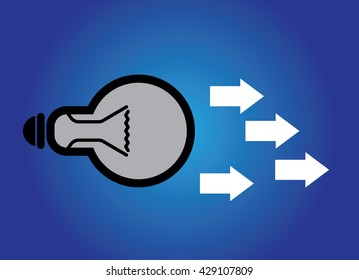 Conceptual image with light bulb drawn in colors
