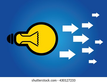 Conceptual image with light bulb drawn in colors