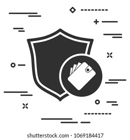 conceptual image of personal wallet protection. flat shield with purse icon on a white background