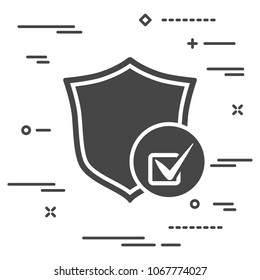 conceptual image protection of elections. Flat shield icon with checklist on a white background
