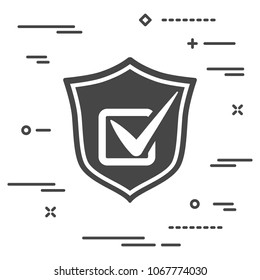 conceptual image protection of elections. Flat shield icon with checklist on a white background