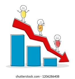 Conceptual image showing business idea with column graph and stickman. Vector.