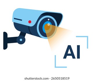 Conceptual Image of Smart Security Camera with AI Technology for Monitoring Activities in a Modern Surveillance Environment