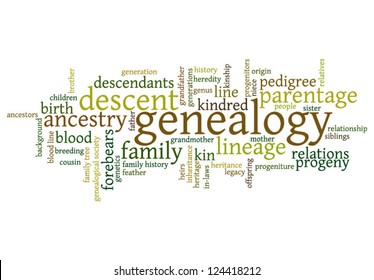 Conceptual Image Of Tag Cloud Containing Words Related To Genealogy And Family History Research