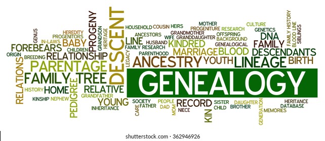 Conceptual Image Of Tag Cloud Containing Words Related To Genealogy And Family History Research