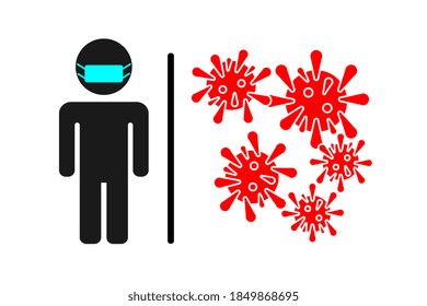 Conceptual image of virus protection, flat design poster