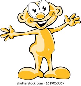 Conceptual image of welcome, with a man with open arms, smiling pleasantly. Vector illustration in cartoon style, available in EPS 10.