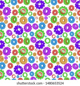 Conceptual industrial backdrop, seamless background with 3d cog wheels or technical gears. Highly detailed engineering design elements. - Vector