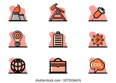Conceptual Industry Vector Icon Set Illustration Design perfect for website, presentation, application, social media and more. Icon set design outline color style