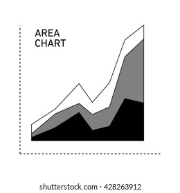 Conceptual infographic area chart | modern flat design illustration of infographics elements black on white background