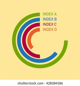 Conceptual infographic circle doughnut chart | modern flat design illustration of infographics elements colorful on yellow background