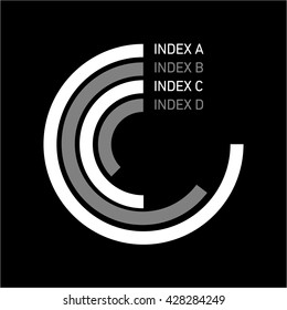 Conceptual infographic circle doughnut chart | modern flat design illustration of infographics elements white on black background
