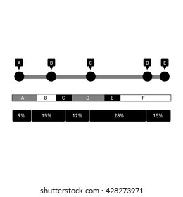 Conceptual infographic horizontal bar chart | modern flat design illustration of infographics elements black on white background