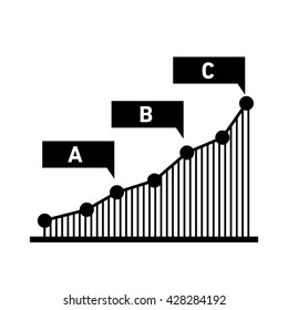 Conceptual infographic pipeline or histogram chart | modern flat design illustration of infographics elements black on white background