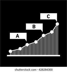 Conceptual infographic pipeline or histogram chart | modern flat design illustration of infographics elements white on black background