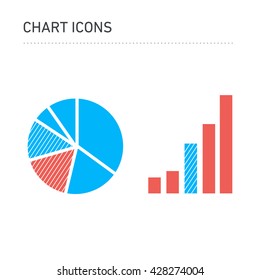 Conceptual infographic universal chart icons | modern flat design illustration of infographics elements color on white background