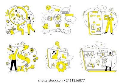 Conceptual innovation vector illustration. Conceptual innovation metaphorically dances with creativity in ballet success Intelligence and conceptual innovation are guiding stars in galaxy ideas