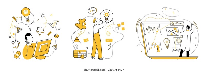 Conceptual innovation vector illustration. Success blossoms where inspiration and conceptual innovation concept converge In garden thoughts, seeds conceptual innovation grow into solutions