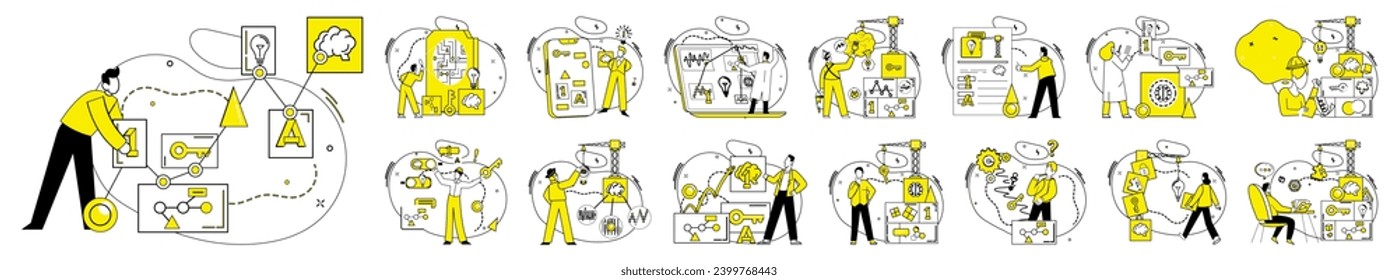 Conceptual innovation vector illustration. Success blossoms where inspiration and conceptual innovation concept converge In garden thoughts, seeds conceptual innovation grow into solutions