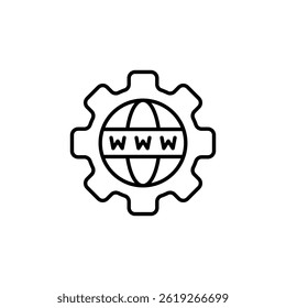 Conceptual internet connectivity representation with cogwheel outline icon