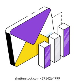 Icono de diseño isométrico conceptual correo analítico