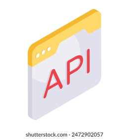 Conceptual isometric design icon of api