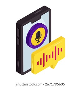 Icono de diseño isométrico conceptual de grabadora de audio
