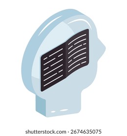 Icono de diseño isométrico conceptual de la educación cerebral