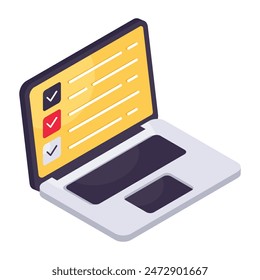 Conceptual isometric design icon of checklist