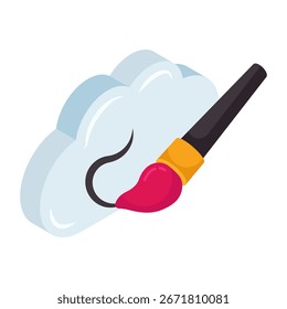 Conceptual isometric design icon of cloud art