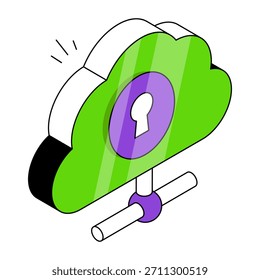 Icono de diseño isométrico conceptual de seguridad en la nube