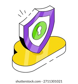 Icono de diseño isométrico conceptual de seguridad en la nube