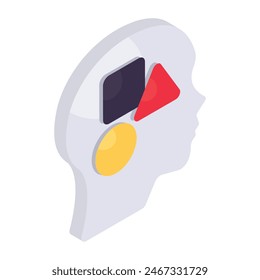 Conceptual isometric design icon of creative mind