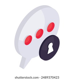 Icono de diseño isométrico conceptual del mensaje cifrado