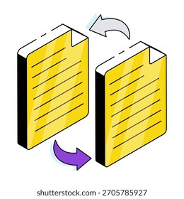 Icono de diseño isométrico conceptual del intercambio de archivos 