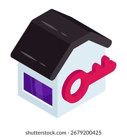 Icono de diseño isométrico conceptual de la llave de casa