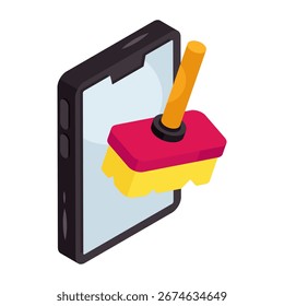 Icono de diseño isométrico conceptual de datos móviles limpio