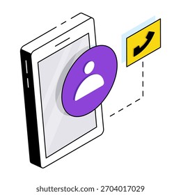 Conceptual isometric design icon of mobile call