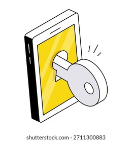 Icono de diseño isométrico conceptual de acceso móvil